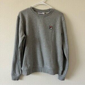 FILA  Crewneck Gray  Sweatshirt With Logo Patch Unisex SZ Large
